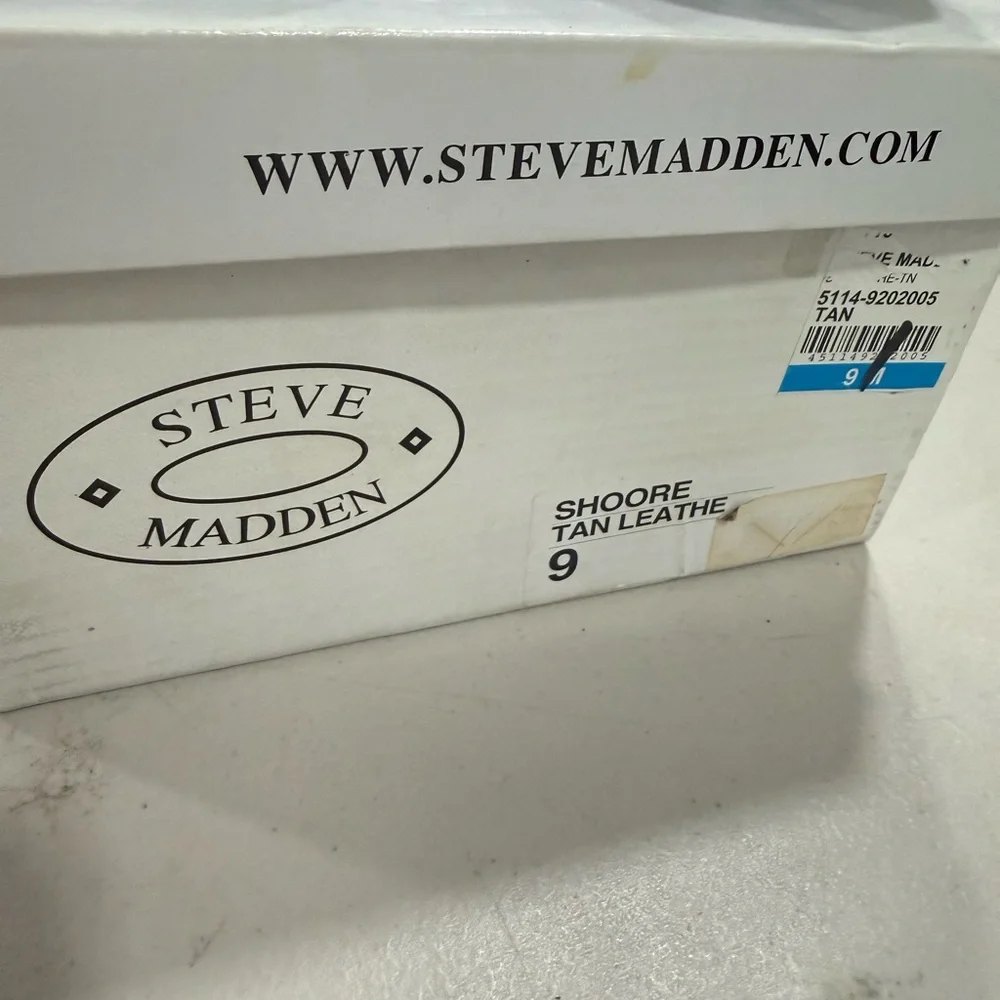 Steve Madden Shoore Tan Leather Slip-On Loafers Size 9 Men New Dress Shoe